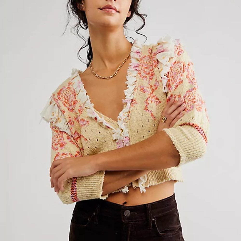 FREE PEOPLE rose garden cardigan
